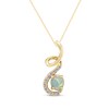 Thumbnail Image 1 of Oval-Cut Opal & Diamond Ribbon Necklace 1/20 ct tw 10K Yellow Gold 18&quot;