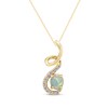 Thumbnail Image 0 of Oval-Cut Opal & Diamond Ribbon Necklace 1/20 ct tw 10K Yellow Gold 18"