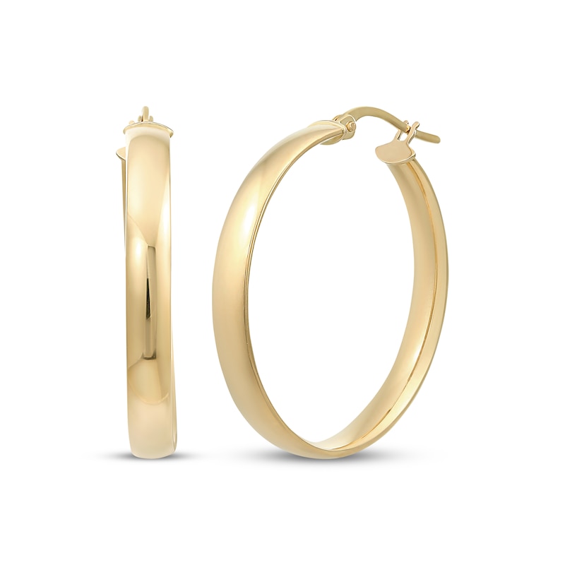 Reaura Domed Hoop Earrings Repurposed 14K Yellow Gold 28mm