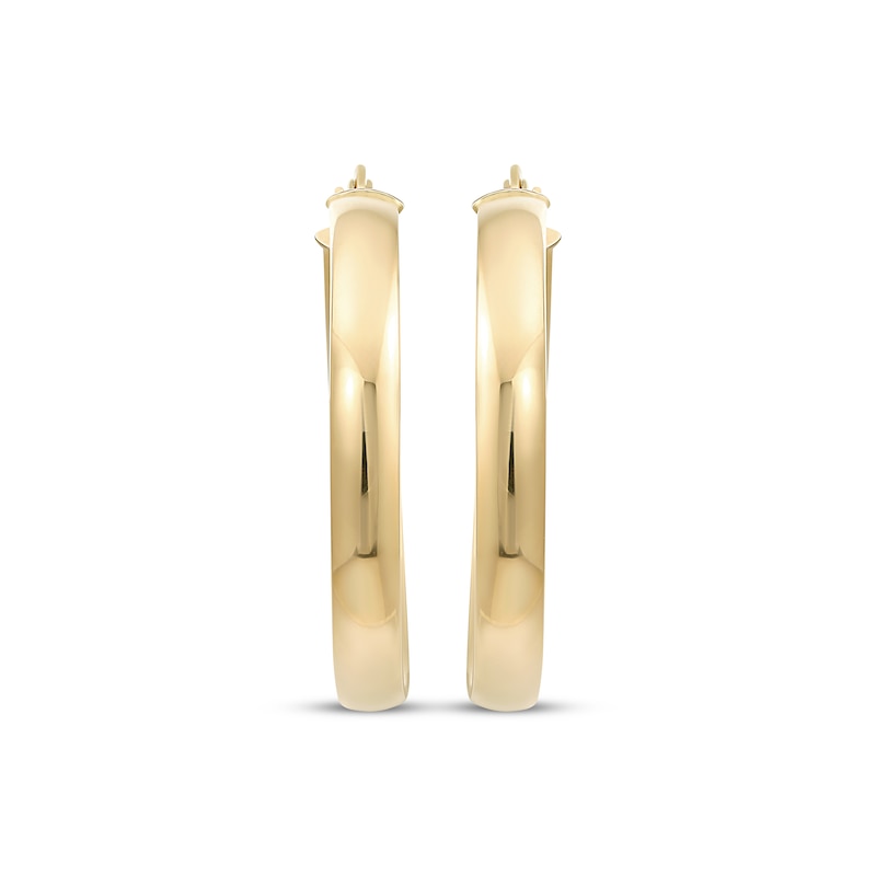 Reaura Domed Hoop Earrings Repurposed 14K Yellow Gold 28mm
