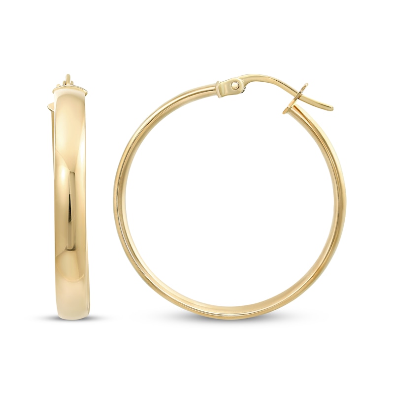 Reaura Domed Hoop Earrings Repurposed 14K Yellow Gold 28mm