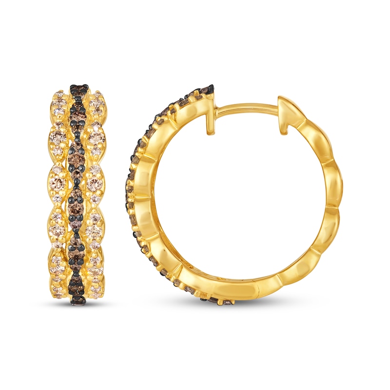 Le Vian Venetian Mosaic Diamond Hoop Earrings 7/8 ct tw 14K Honey Gold