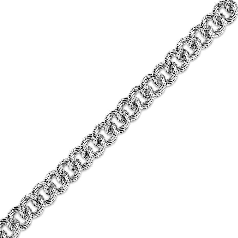 Main Image 1 of Textured Curb Chain Necklace 7.71mm Solid Sterling Silver 22&quot;