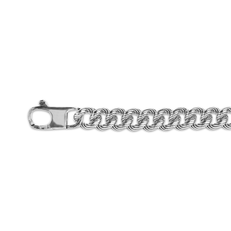 Main Image 2 of Textured Curb Chain Necklace 7.71mm Solid Sterling Silver 22&quot;