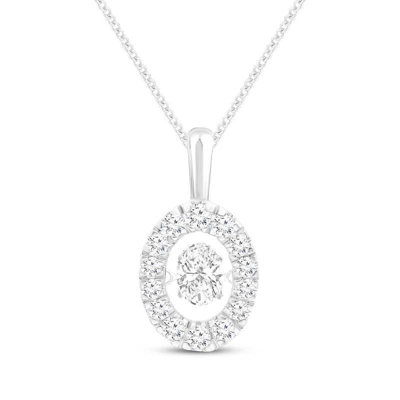 Unstoppable Love Lab-Created Diamond Oval Frame Necklace 1 ct tw 10K White Gold 19"