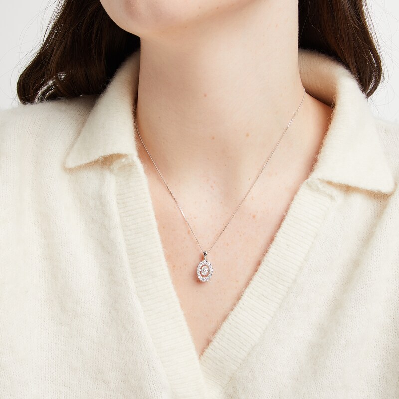 Main Image 2 of Unstoppable Love Lab-Grown Diamond Oval Frame Necklace 1 ct tw 10K White Gold 19&quot;