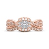 Thumbnail Image 3 of THE LEO Prisma Diamond Princess-Cut Halo Bridal Set 3/4 ct tw 14K Rose Gold