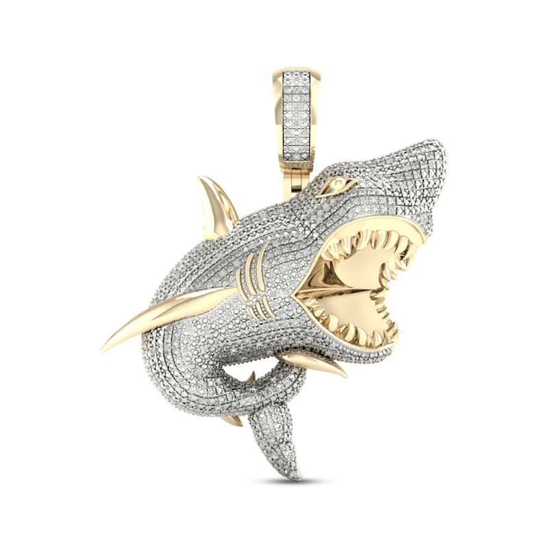 Main Image 1 of Men's Diamond Shark Charm 1/3 ct tw 10K Yellow Gold