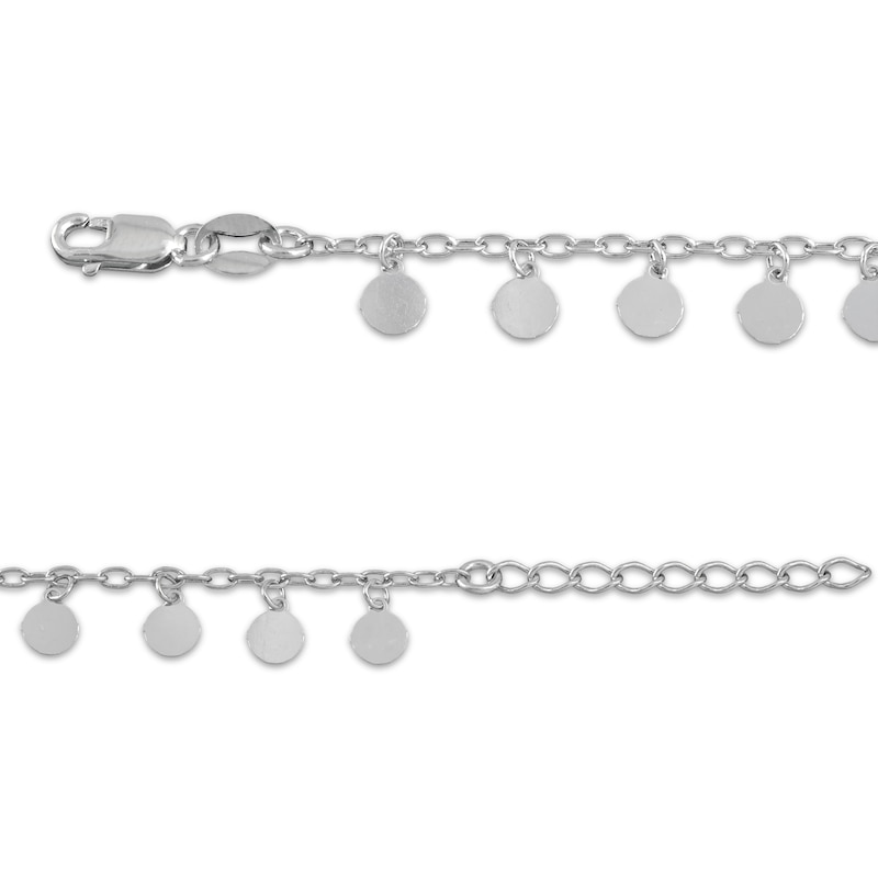 Main Image 2 of Disc Dangle Chain Anklet 92% Repurposed Solid Sterling Silver 10&quot;