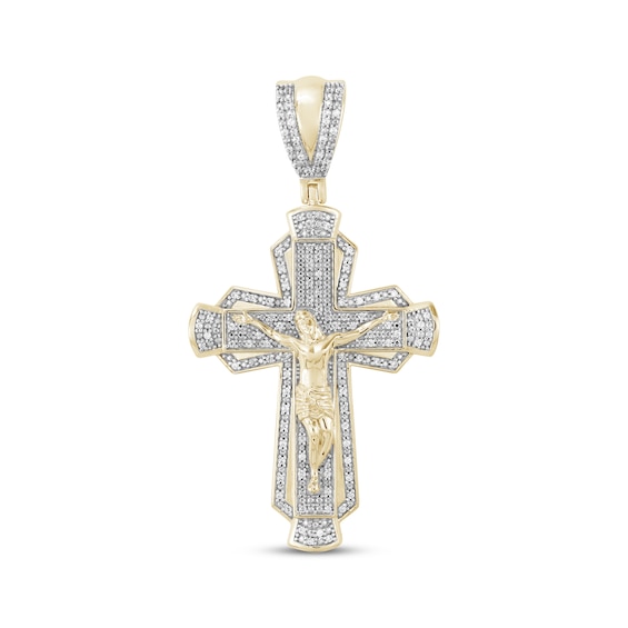 Men's Diamond Crucifix Charm 1/3 ct tw 10K Yellow Gold