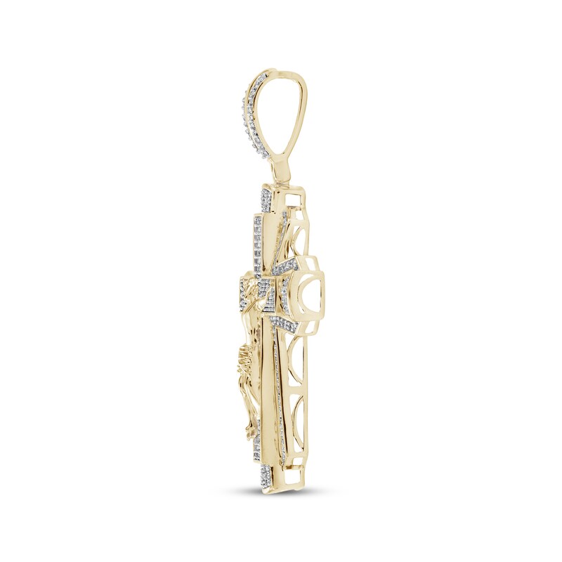 Main Image 2 of Men's Diamond Crucifix Charm 1/3 ct tw 10K Yellow Gold
