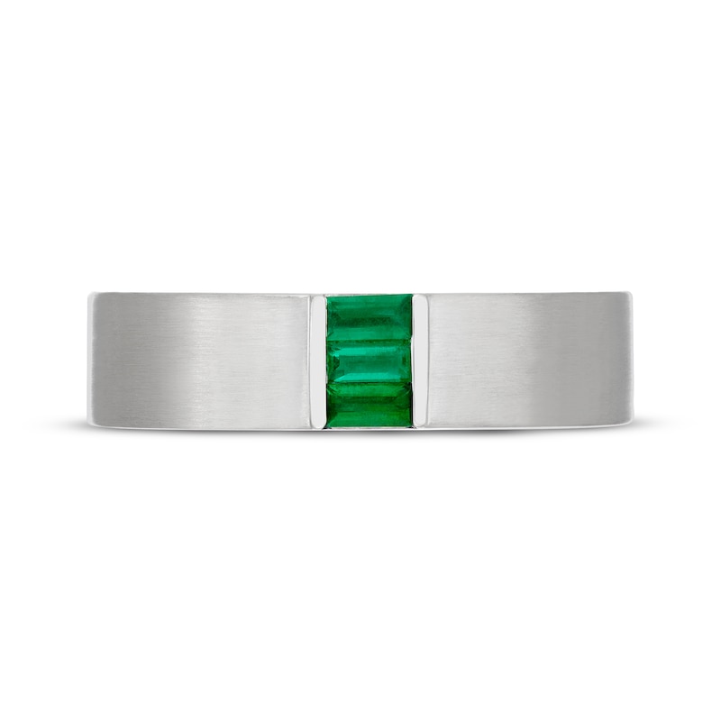 Neil Lane Men's Baguette-Cut Natural Emerald Wedding Band 14K White Gold