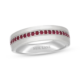 Neil Lane Men's Natural Ruby Wedding Band 14K White Gold