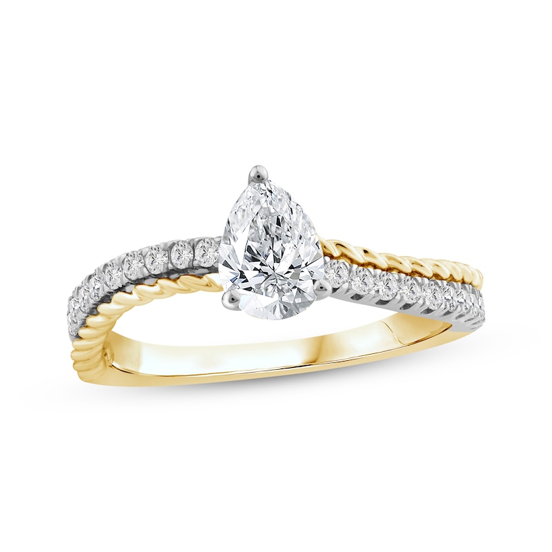 Threads of Love Pear-Shaped Diamond Engagement Ring 1 ct tw 14K Two-Tone Gold