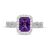 Thumbnail Image 3 of Neil Lane Radiant-Cut Amethyst & Diamond Halo Engagement Ring 1/2 ct tw 14K White Gold