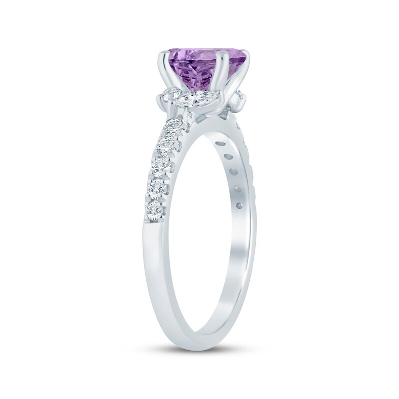 Main Image 2 of Now + Forever Oval-Cut Amethyst & Diamond Engagement Ring 1/2 ct tw 14K White Gold