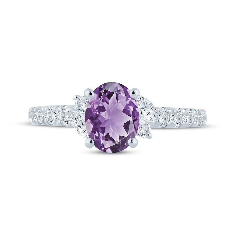 Main Image 3 of Now + Forever Oval-Cut Amethyst & Diamond Engagement Ring 1/2 ct tw 14K White Gold