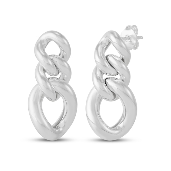 Chain Link Twist Drop Earrings Sterling Silver