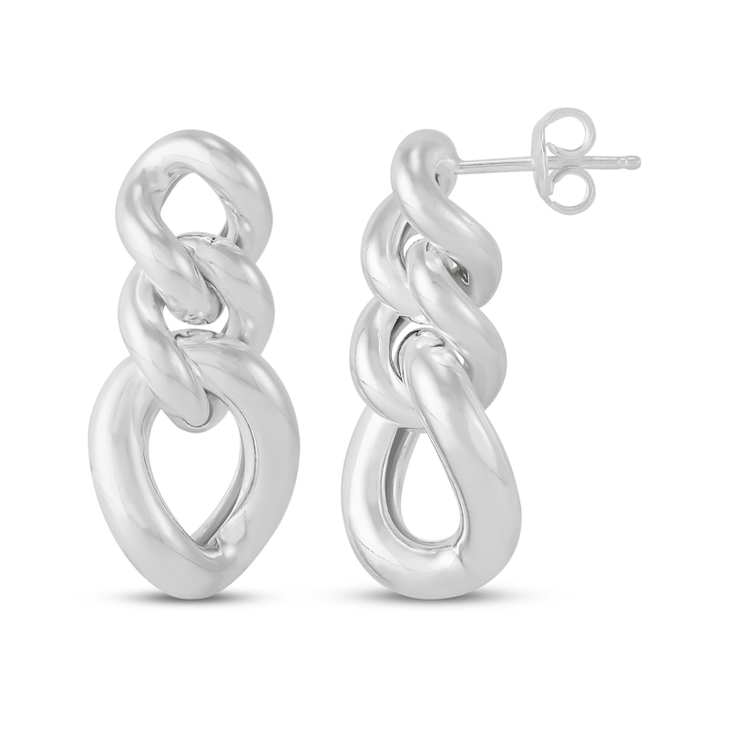 Main Image 3 of Chain Link Twist Drop Earrings Sterling Silver