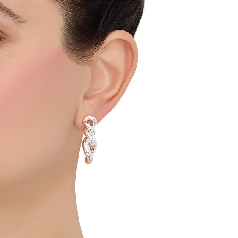 Main Image 4 of Chain Link Twist Drop Earrings Sterling Silver