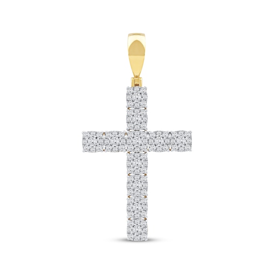 Multi-Diamond Cross Charm 2 ct tw 10K Yellow Gold