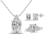 Thumbnail Image 1 of White Lab-Created Sapphire Necklace, Ring & Earrings Gift Set Sterling Silver