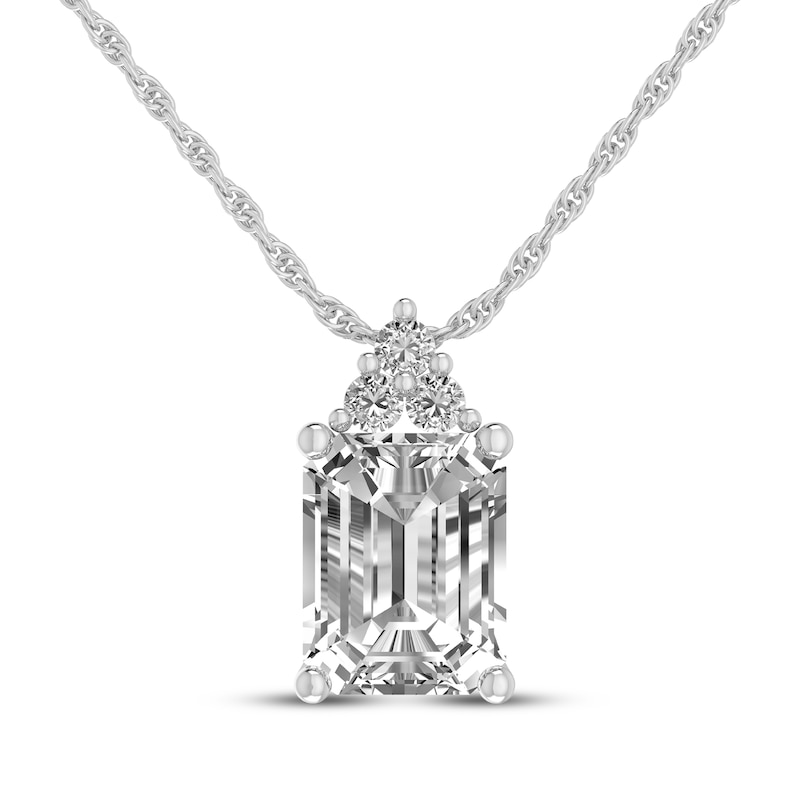 Main Image 2 of White Lab-Created Sapphire Necklace, Ring & Earrings Gift Set Sterling Silver