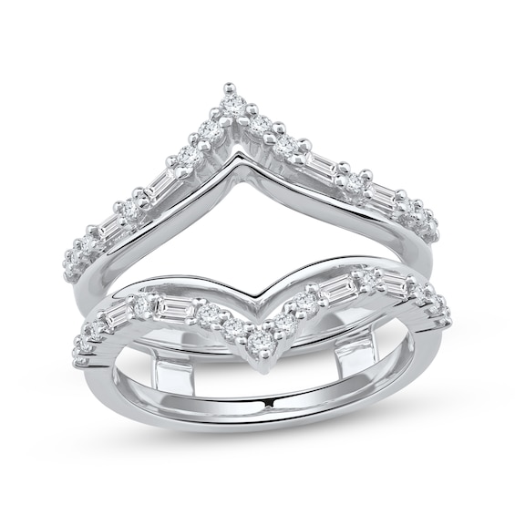 Now + Forever Baguette & Round-Cut Diamond Chevron Enhancer Ring 1/2 ct tw 14K White Gold