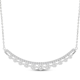 Diamond Two-Row Smile Necklace 1 ct tw 14K White Gold 18"