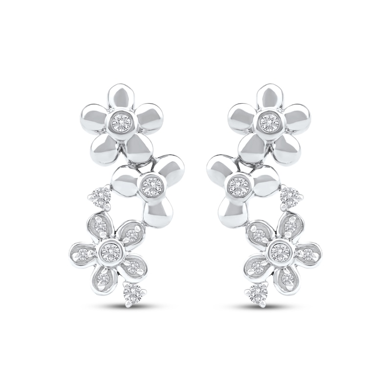 Main Image 2 of Diamond Flower Trio Earrings 1/8 ct tw 10K White Gold