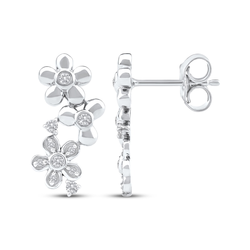Main Image 3 of Diamond Flower Trio Earrings 1/8 ct tw 10K White Gold
