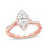 Thumbnail Image 1 of Now + Forever Lab-Grown Diamonds Marquise-Cut Halo Engagement Ring 1-1/4 ct tw 14K Rose Gold