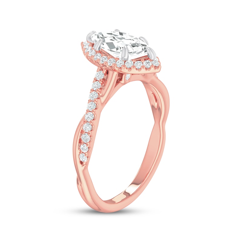 Main Image 2 of Now + Forever Lab-Grown Diamonds Marquise-Cut Halo Engagement Ring 1-1/4 ct tw 14K Rose Gold