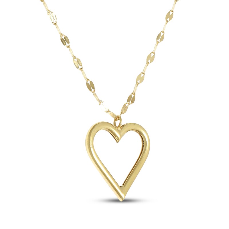 Main Image 2 of Open Heart Pendant Mirror Chain Necklace 10K Yellow Gold 18&quot;