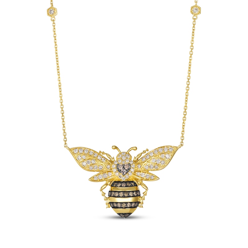Main Image 1 of Le Vian Vault Diamond Bee Necklace 1 ct tw 14K Honey Gold 18&quot;