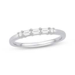 Now + Forever Baguette & Round-Cut Diamond Anniversary Ring 1/5 ct tw 10K White Gold