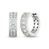 Thumbnail Image 1 of Aquamarine & White Lab-Created Sapphire Hoop Earrings Sterling Silver