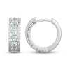 Thumbnail Image 3 of Aquamarine & White Lab-Created Sapphire Hoop Earrings Sterling Silver