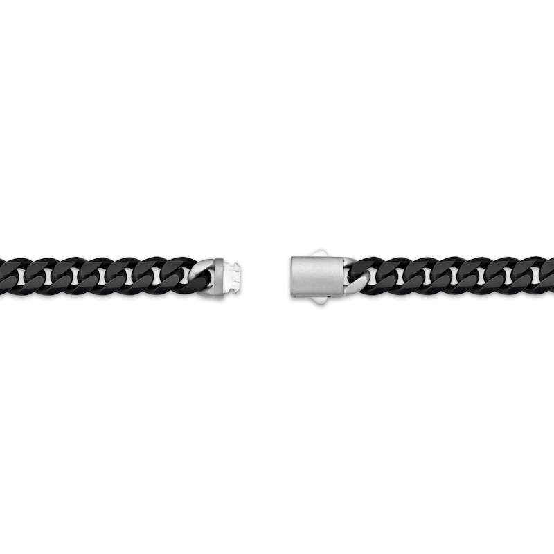 Main Image 3 of Curb Chain & Mariner Link Station Necklace 8mm Solid Stainless Steel & Black Ion Plating 24&quot;