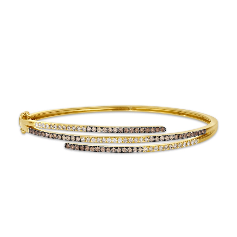 Main Image 1 of Le Vian Good Karma Chocolate Ombré Diamond Bangle Bracelet 1-1/3 ct tw 14K Honey Gold 7.25&quot;