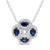 Thumbnail Image 1 of Blue & White Lab-Created Sapphire Flower Necklace Sterling Silver 17.25&quot;
