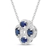 Thumbnail Image 2 of Blue & White Lab-Created Sapphire Flower Necklace Sterling Silver 17.25&quot;