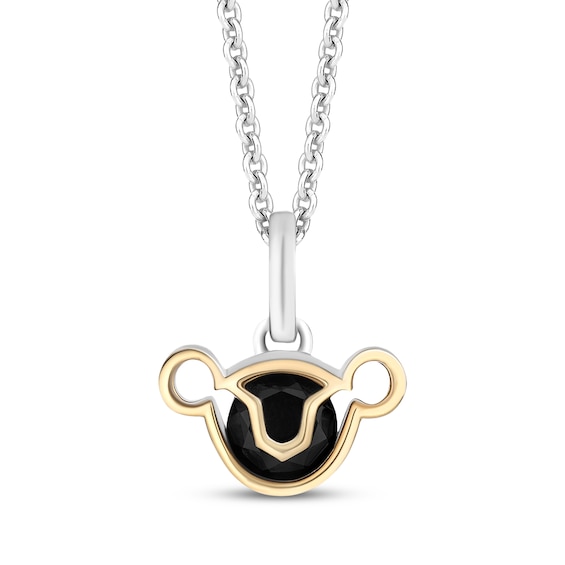Disney Treasures The Lion King "Simba" Black Onyx Necklace Sterling Silver & 10K Yellow Gold 19"