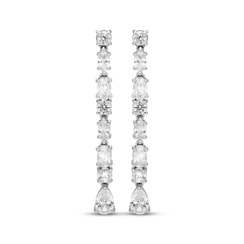 Main Image 2 of Marquise, Pear, Oval & Round-Cut White Lab-Created Sapphire Drop Earrings Sterling Silver