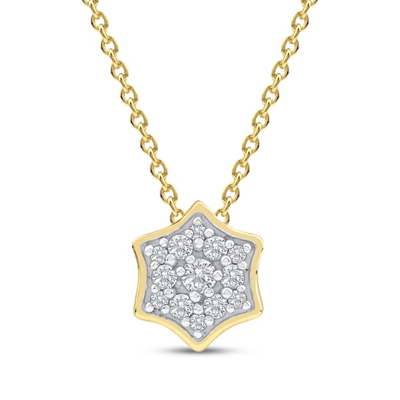 Diamond Curved Hexagon Necklace 1/10 ct tw 10K Yellow Gold 18"