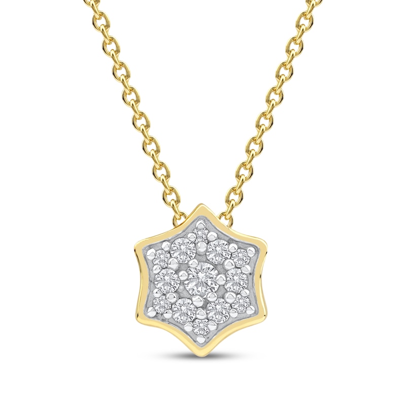 Main Image 1 of Diamond Curved Hexagon Necklace 1/10 ct tw 10K Yellow Gold 18&quot;