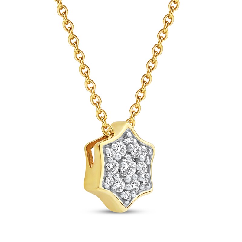 Main Image 2 of Diamond Curved Hexagon Necklace 1/10 ct tw 10K Yellow Gold 18&quot;