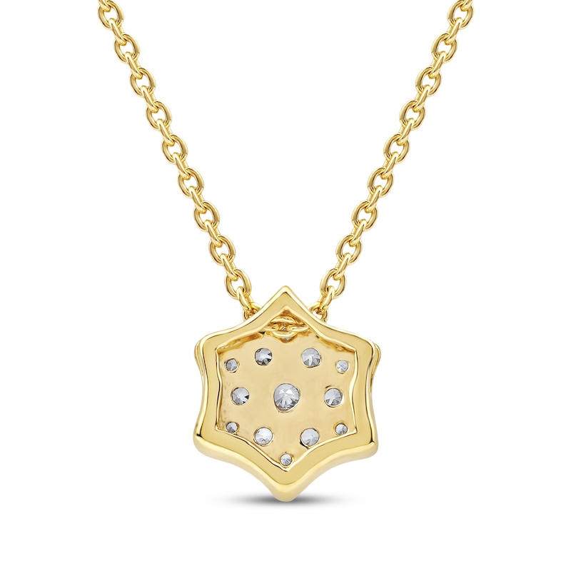 Main Image 3 of Diamond Curved Hexagon Necklace 1/10 ct tw 10K Yellow Gold 18&quot;