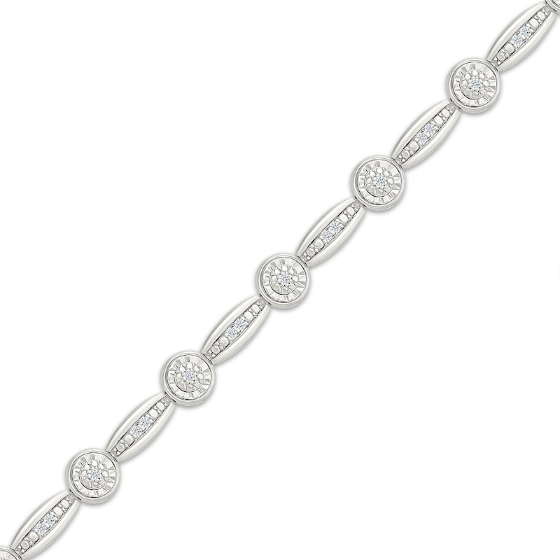Main Image 2 of Diamond Circle & Boat Link Bracelet 1/4 ct tw Sterling Silver 7"