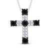 Thumbnail Image 1 of Black & White Diamond Cross Necklace 1/2 ct tw Sterling Silver 18&quot;